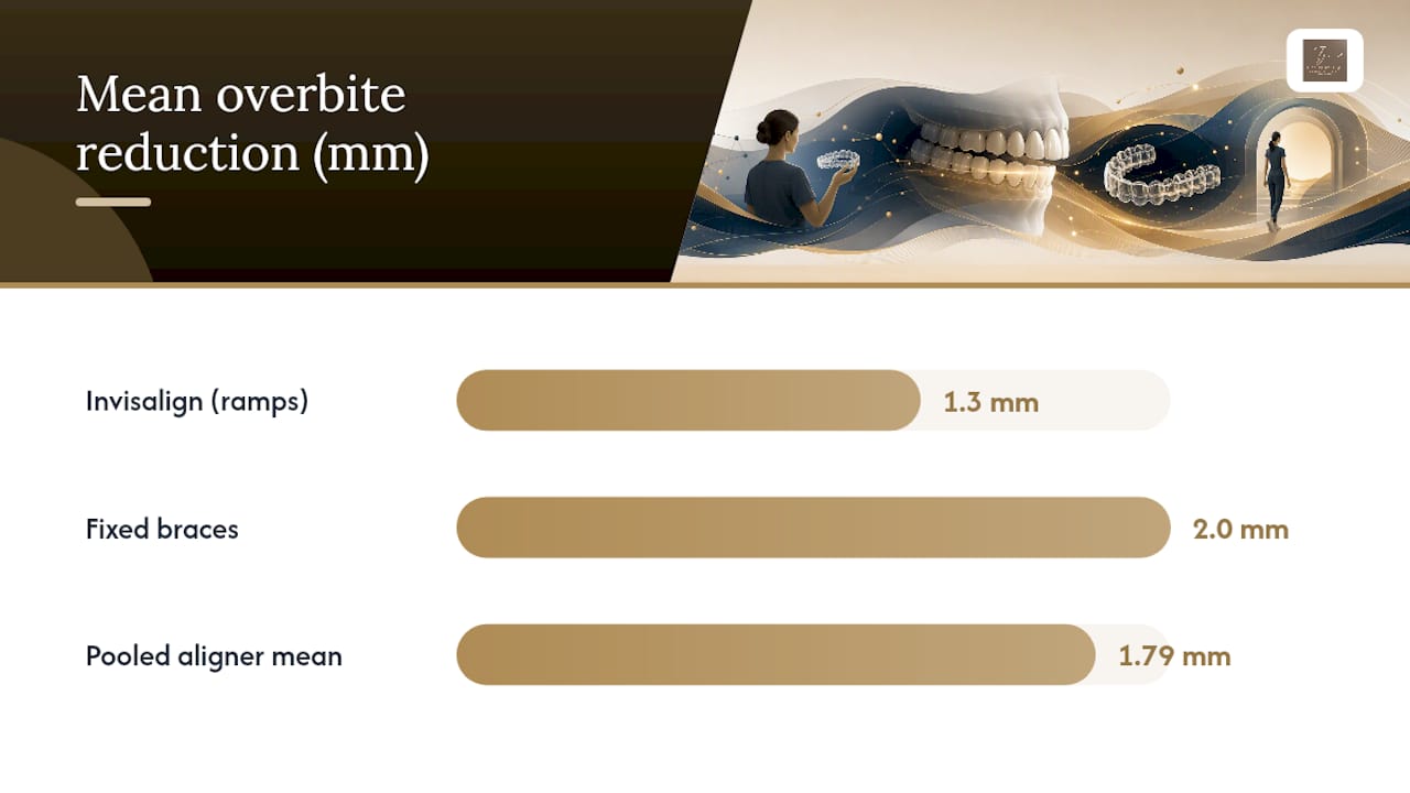 Invisalign and braces overbite reduction comparison